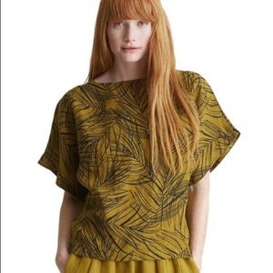 Black Crane Box Top Linen Woven in Leaf Small NWT